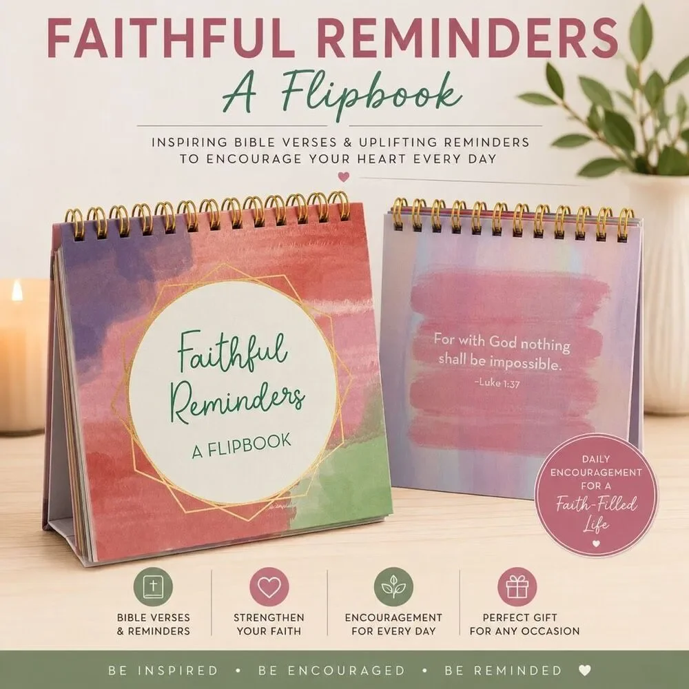 Faithful Reminders Inspirational Christian Flipbook Bible Verse Desktop Decor